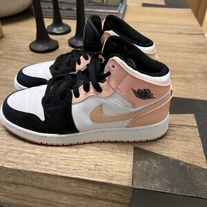Nike Kids Air Jordan 1 Mid Pink Black White Sneakers